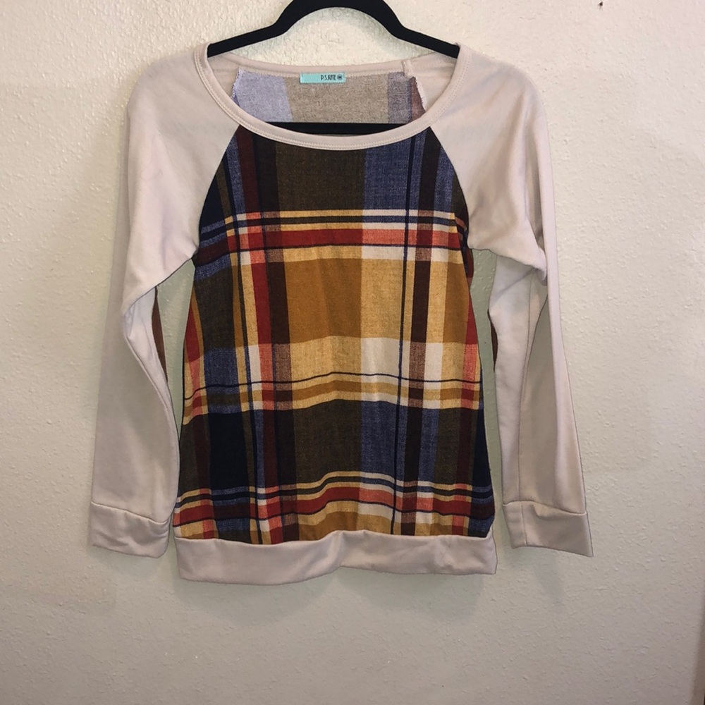 Plaid shirt with elbow pads